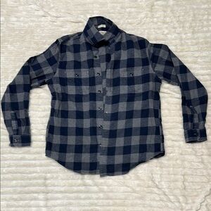 J Crew Mid Weight Flannel Men's Blue and Gray Checkered Shirt Medium